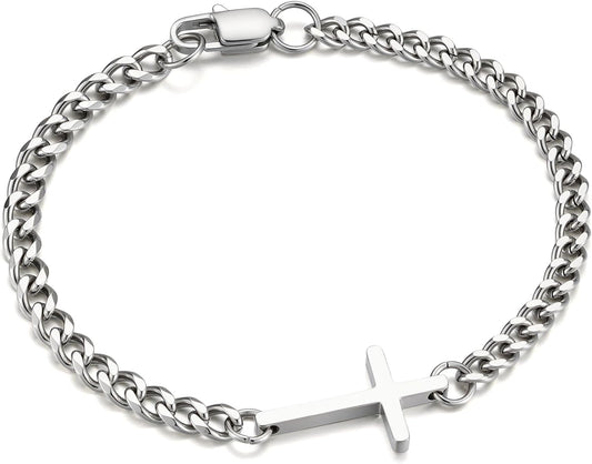 M MOOHAM Pulsera de cruz chapada en oro\/plata de 14 quilates para...