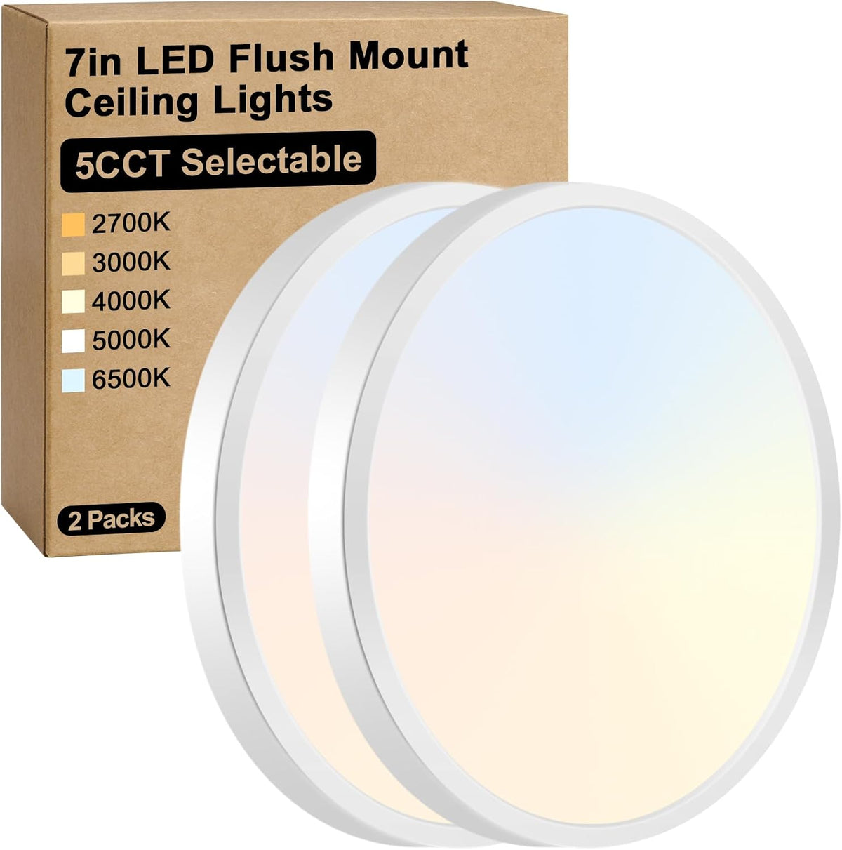 Brightever Lámpara de techo LED de 7 pulgadas, regulable, 1200LM |...