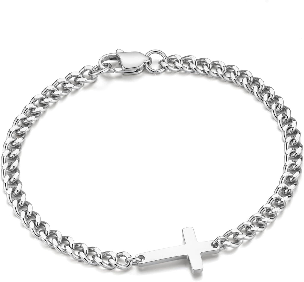 M MOOHAM Pulsera de cruz chapada en oro\/plata de 14 quilates para...