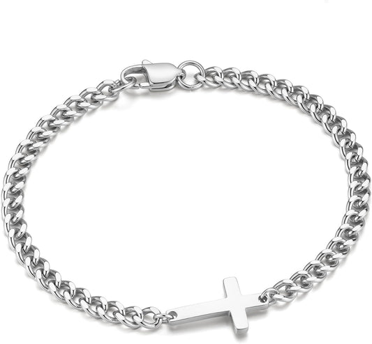M MOOHAM Pulsera de cruz chapada en oro\/plata de 14 quilates para...