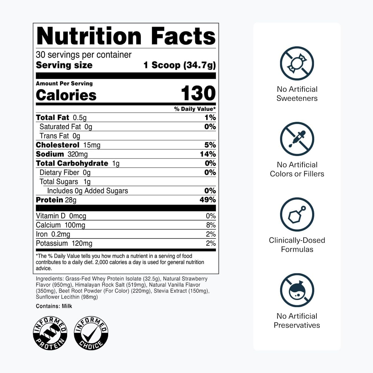 Proteína de suero alimentada con pasto de Transparent Labs, 30 porc...