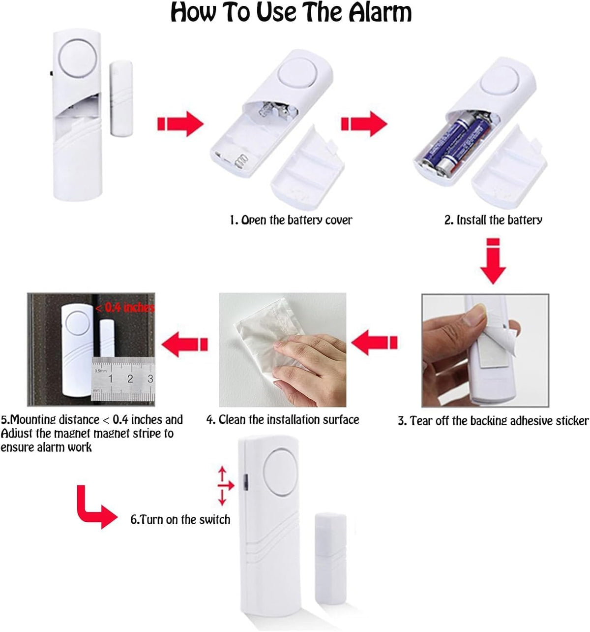 Alarma de puerta y ventana, alarmas de puerta de 90 DB para segurid...