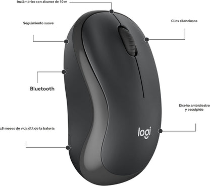 Ratón inalámbrico Bluetooth silencioso compacto Logitech M240 - Gra...