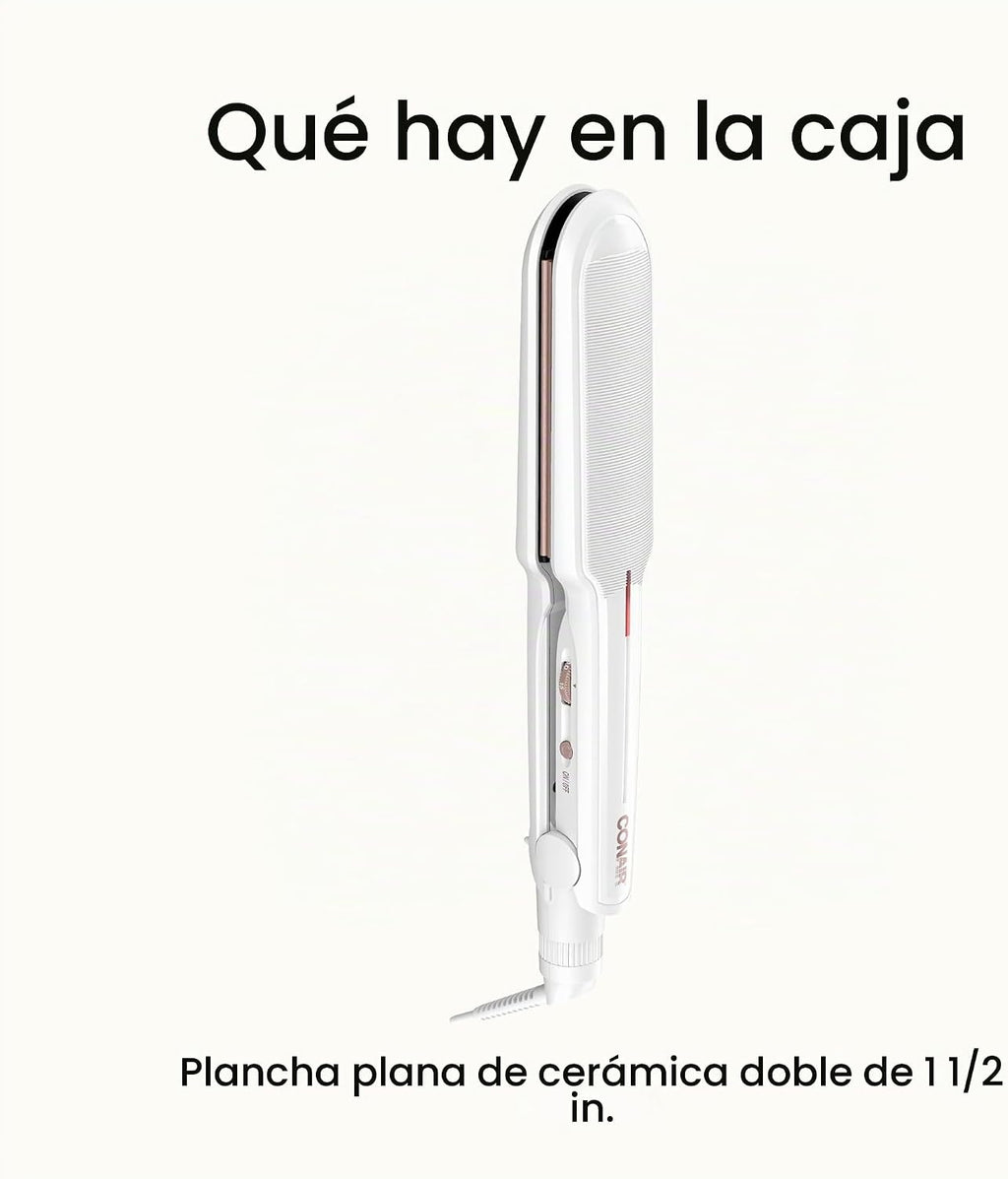 Conair - Plancha para el cabello, doble cerámica, platos extra anch...