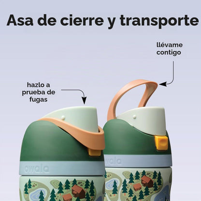 Owala FreeSip - Botella de agua de acero inoxidable para niños, 16...