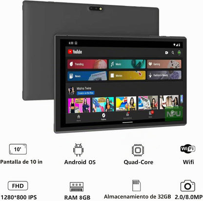 Tableta Android de 10 pulgadas con estuche Stylus Android 15 Tablet...