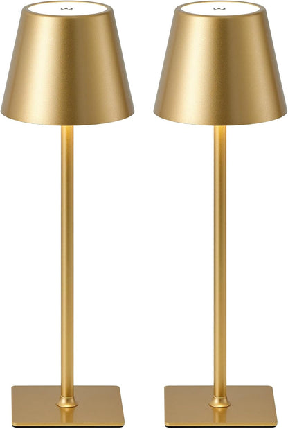 Juego de 2 lámparas de mesa inalámbricas KDG Gold, lámpara de escri...