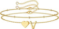 M MOOHAM Pulseras de oro con inicial de corazón para mujer, pulsera...