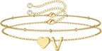 M MOOHAM Pulseras de oro con inicial de corazón para mujer, pulsera...