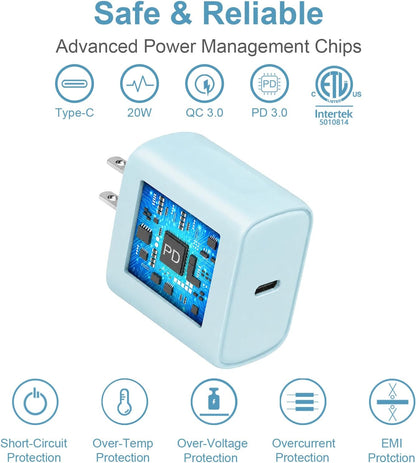 Cargador de carga rápida para iPhone 18, 17, 16, 15, paquete de 3 u...