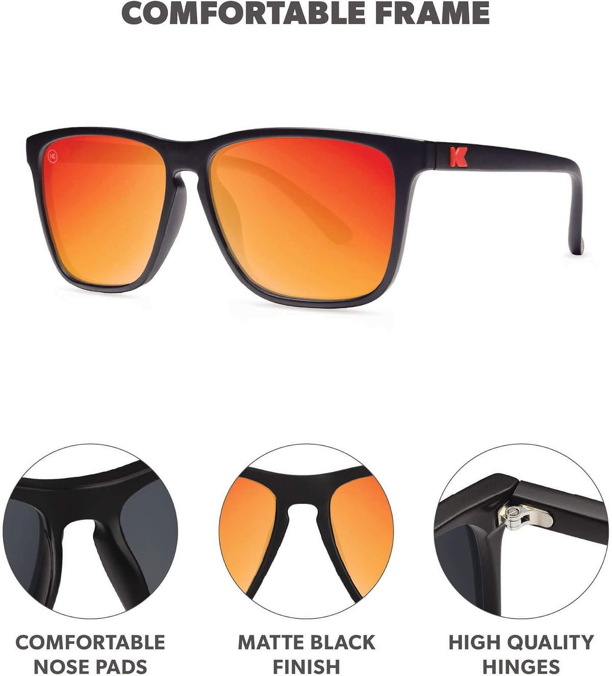 Knockaround Gafas de sol polarizadas cuadradas para hombres y mujer...