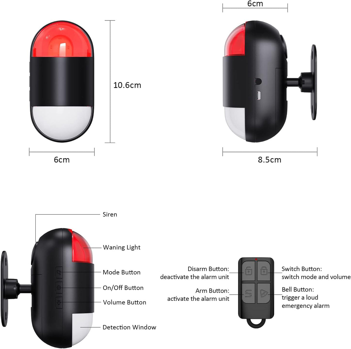 Alarma de sensor de movimiento en interiores: alarma de detector de...
