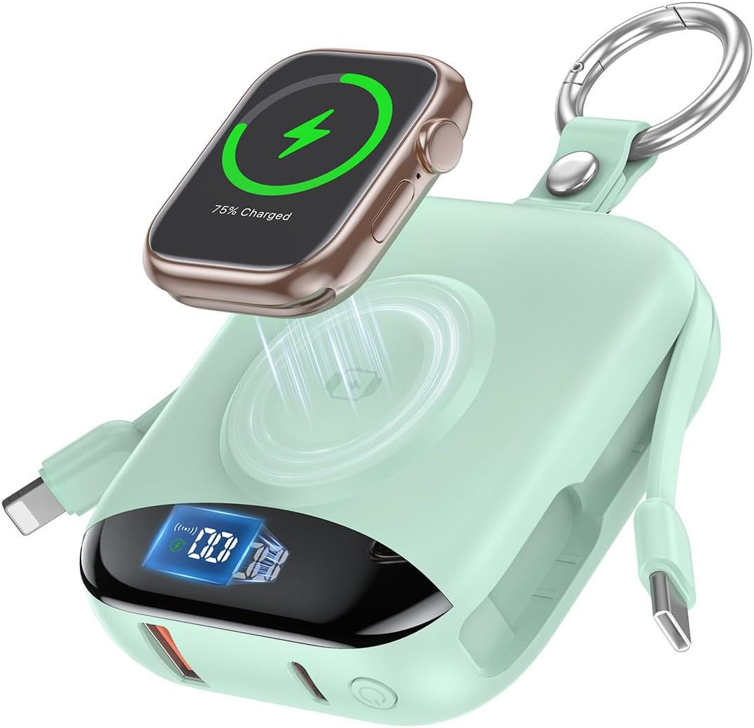 Cargador portátil citicr de 10000 mAh con cables integrados y carga...