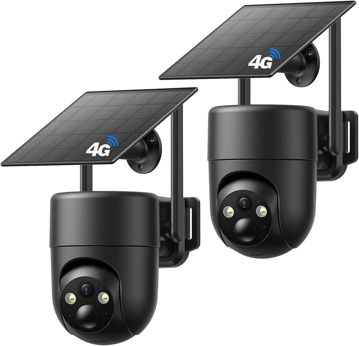 Oculview Paquete de 2 cámaras de seguridad celular 4G LTE, fácil de...