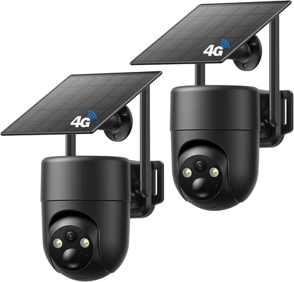 Oculview Paquete de 2 cámaras de seguridad celular 4G LTE, fácil de...