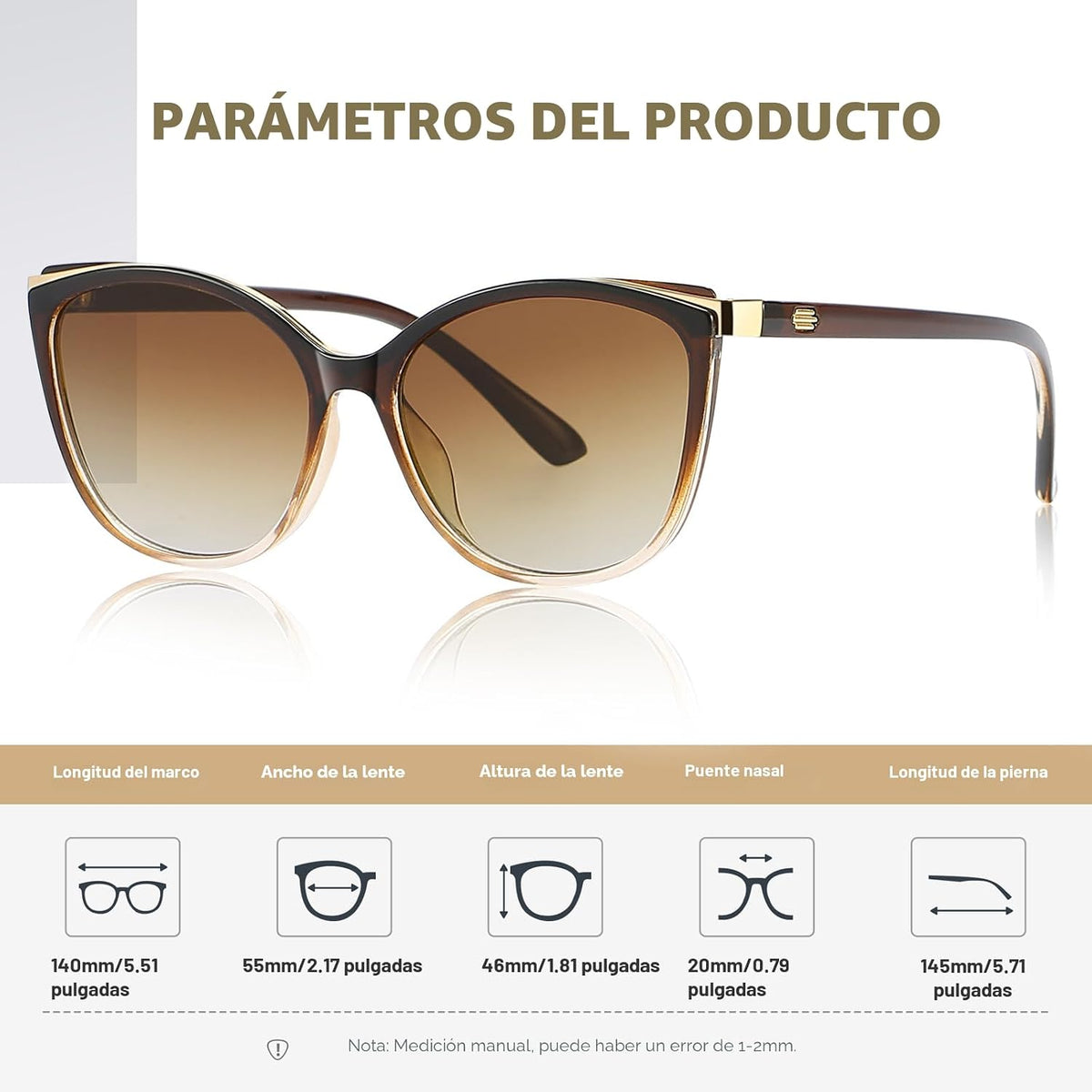 Colrea Gafas de Sol Modernas con Forma de Ojo de Gato para Mujer, E...
