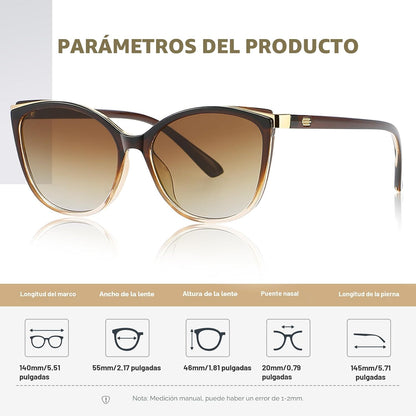 Colrea Gafas de Sol Modernas con Forma de Ojo de Gato para Mujer, E...