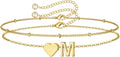 M MOOHAM Pulseras de oro con inicial de corazón para mujer, pulsera...