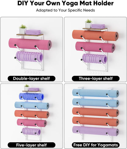 WAALIJI Soporte para tapete de yoga de 5 niveles, soporte de pared...