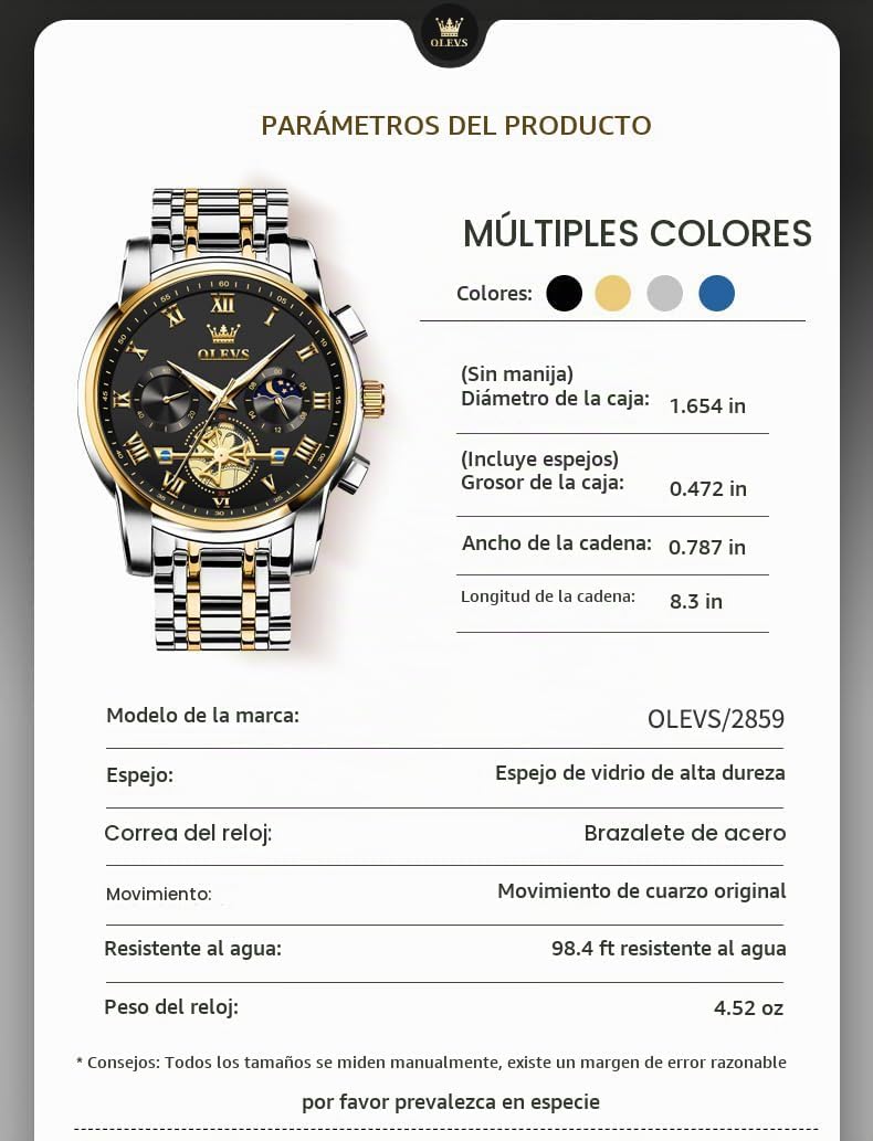 OLEVS Relojes para hombre, resistente al agua, de lujo, gran cara,...