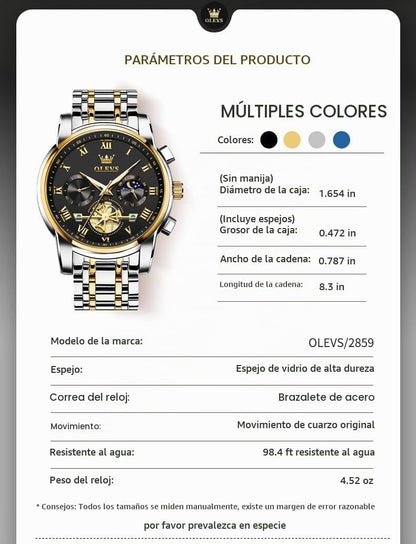 OLEVS Relojes para hombre, resistente al agua, de lujo, gran cara,...