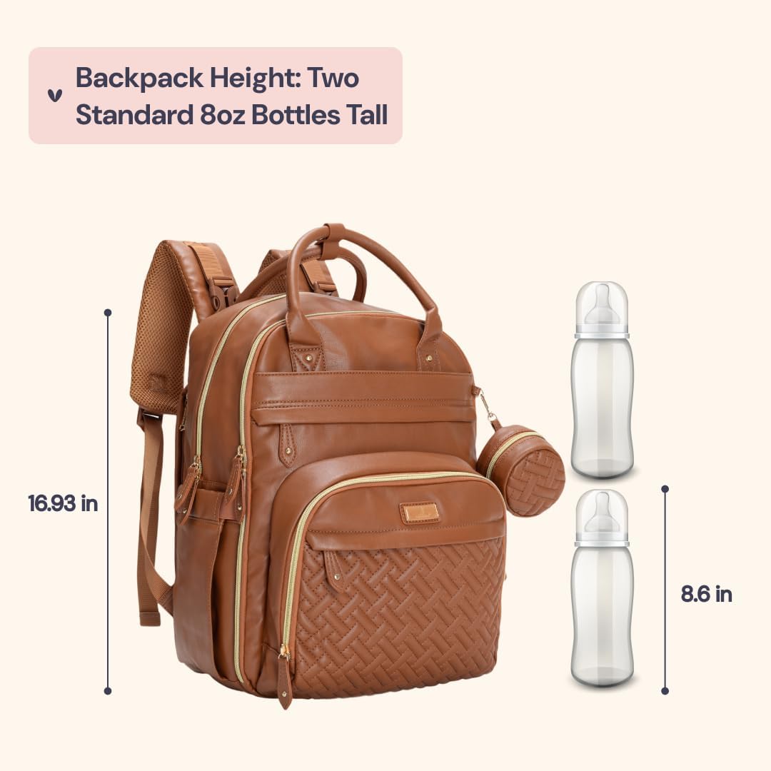 BabbleRoo Mochila de cuero para pañales - Baby Essentials Bolsa de...