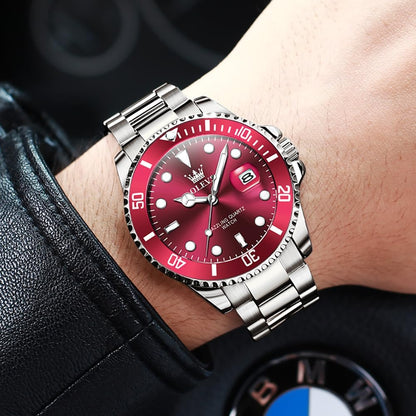 OLEVS Relojes de lujo para hombres grandes de acero inoxidable resi...