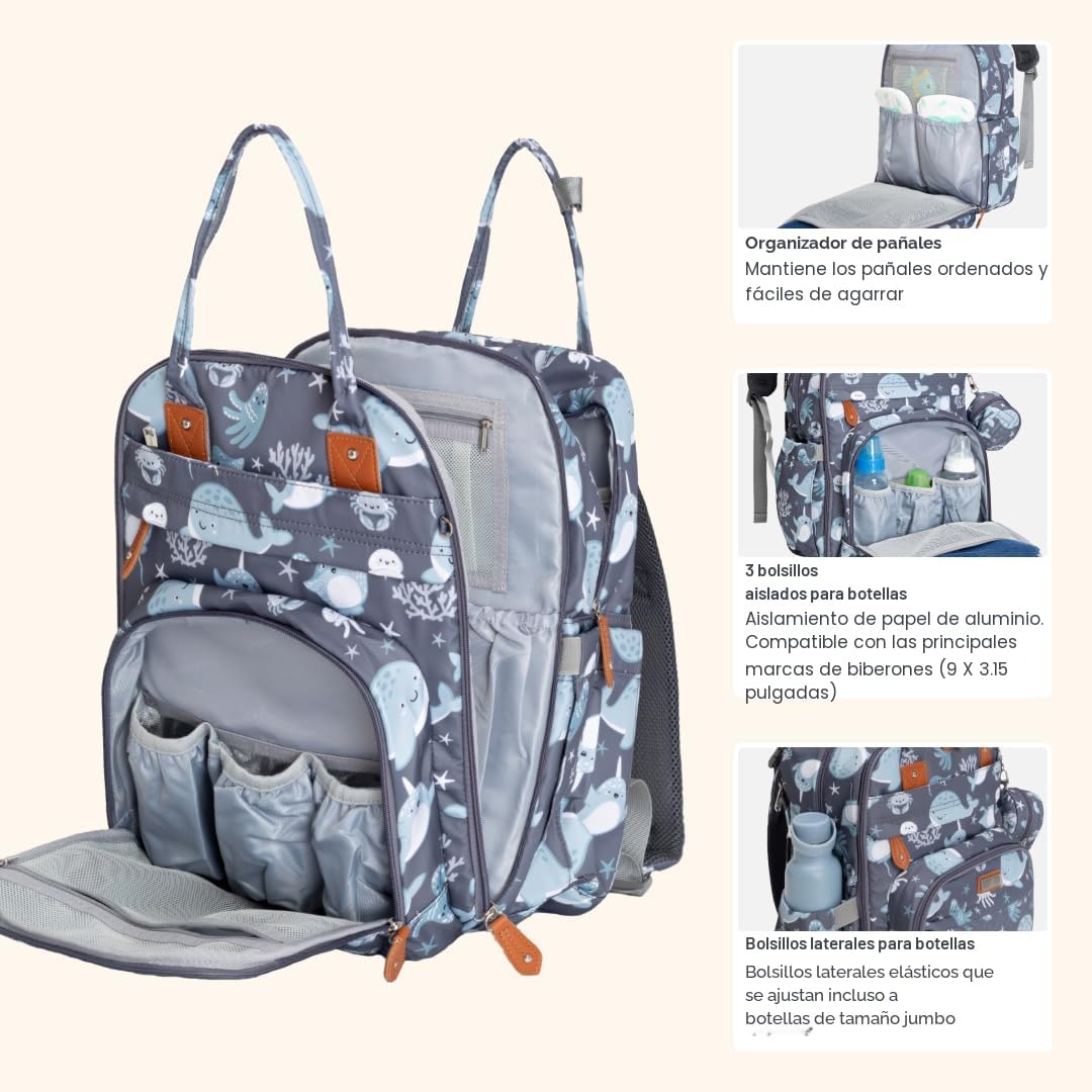 BabbleRoo Mochila para pañales \u2013 Bolsa de viaje esencial para...