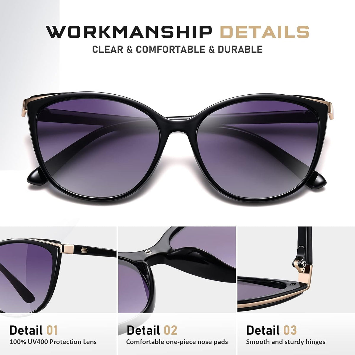 Colrea Gafas de Sol Modernas con Forma de Ojo de Gato para Mujer, E...