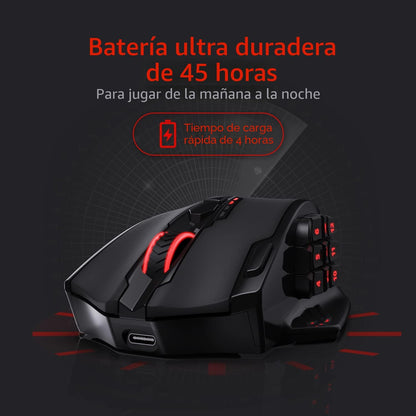 Ratón inalámbrico para juegos Redragon M913 RGB MMO, teclas de reas...