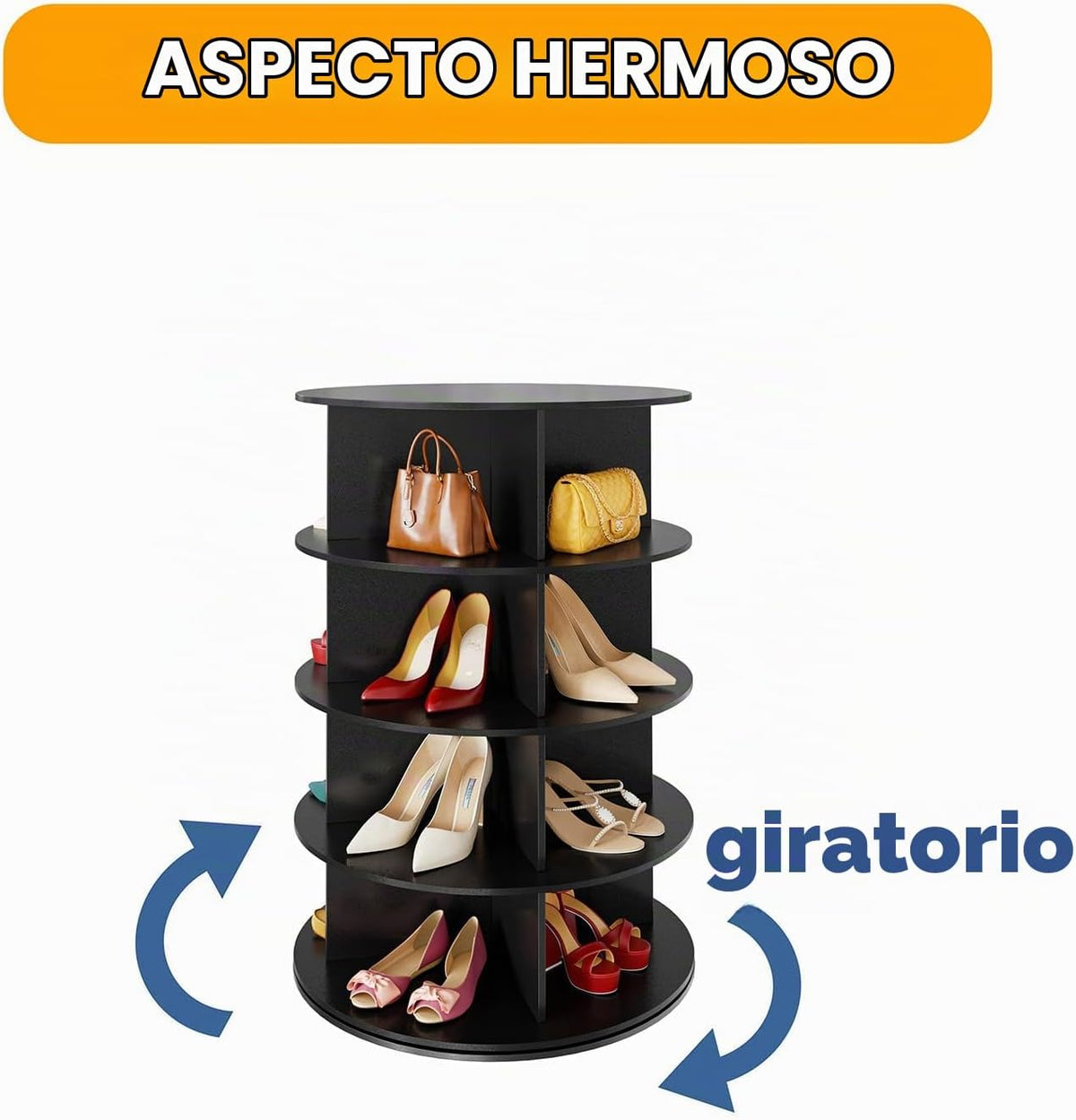 SpaceAid Zapatero giratorio de 4 niveles, torre de exhibición de za...