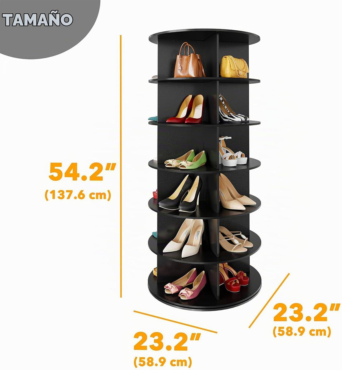 SpaceAid Zapatero giratorio de 6 niveles, torre de exhibición de za...