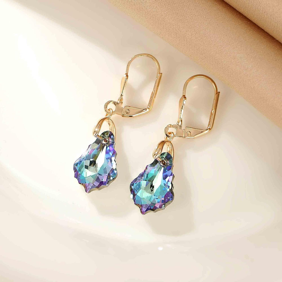 Aretes de cristal austriaco barroco con cierre de palanca para muje...