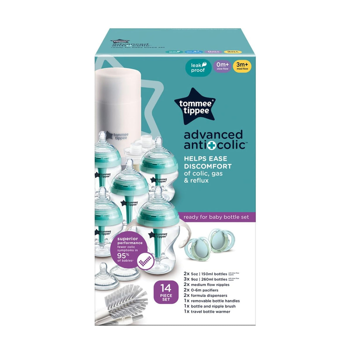 Tommee Tippee Advanced Set de biberón, calentador y chupete anticól...
