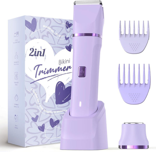 Risina Recortadora de bikini 2 en 1 para mujer, maquinilla de afeit...