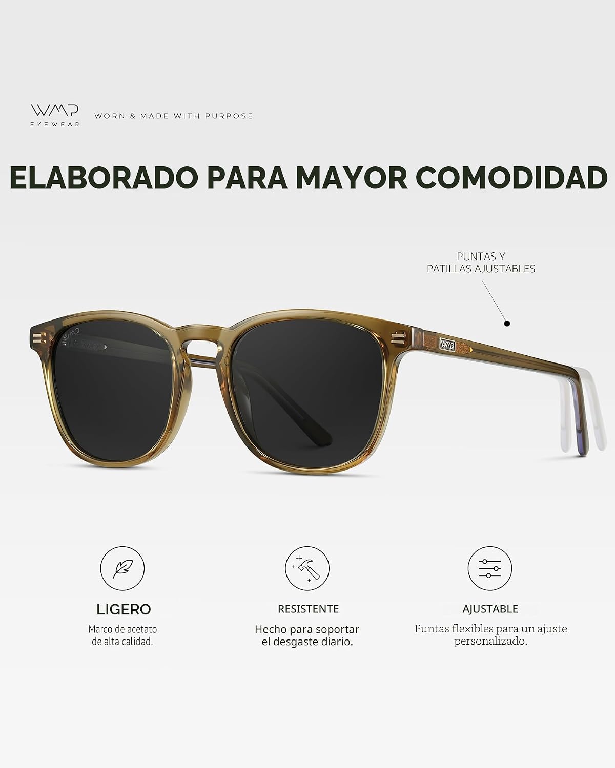 WMP Eyewear - Gafas de sol polarizadas modernas y redondas para hom...