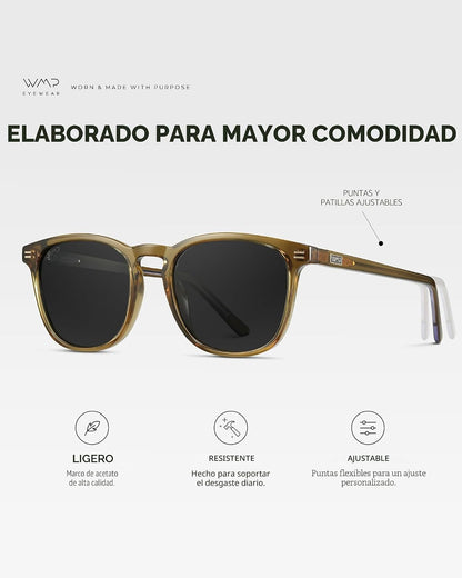 WMP Eyewear - Gafas de sol polarizadas modernas y redondas para hom...