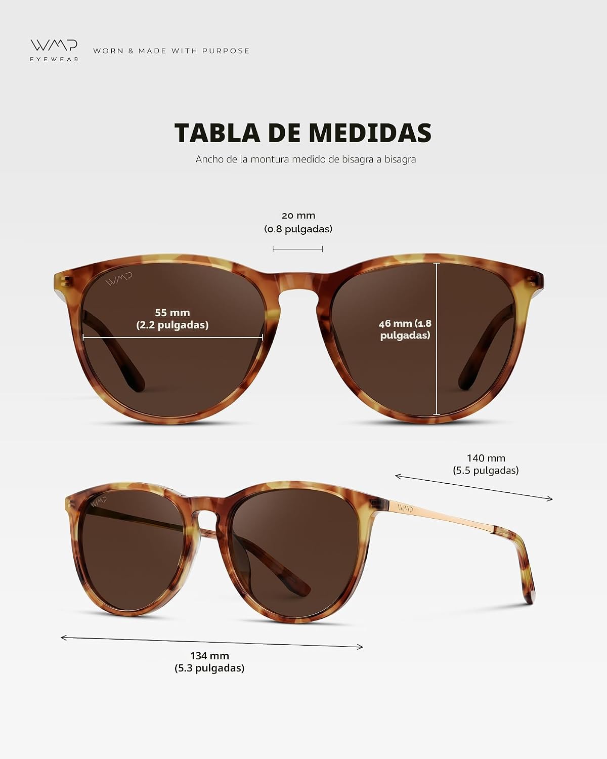 WearMe Pro Gafas de sol polarizadas redondas para mujer, protección...