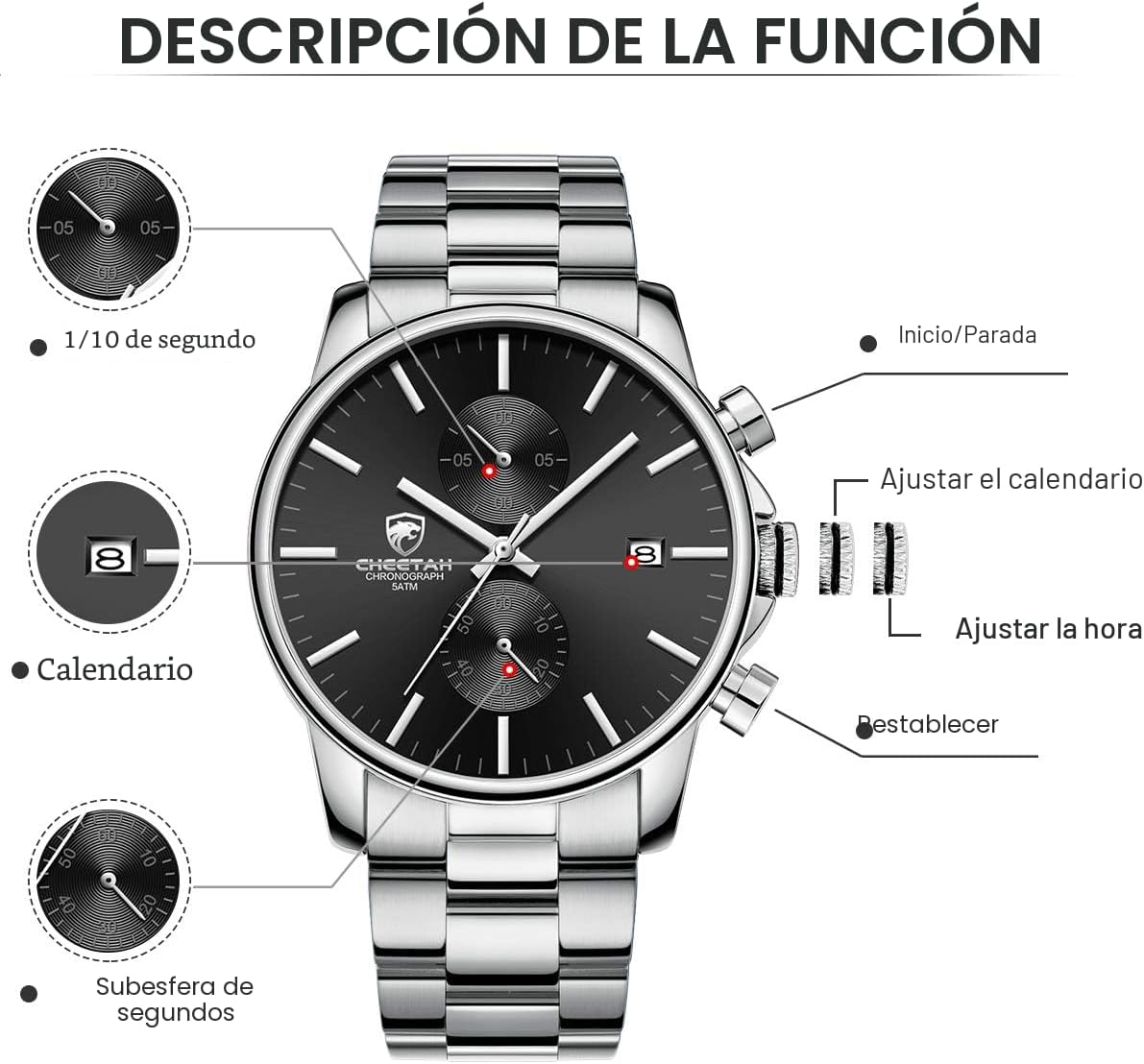 GOLDEN HOUR Fashion Business - Relojes para hombre con cronógrafo,...