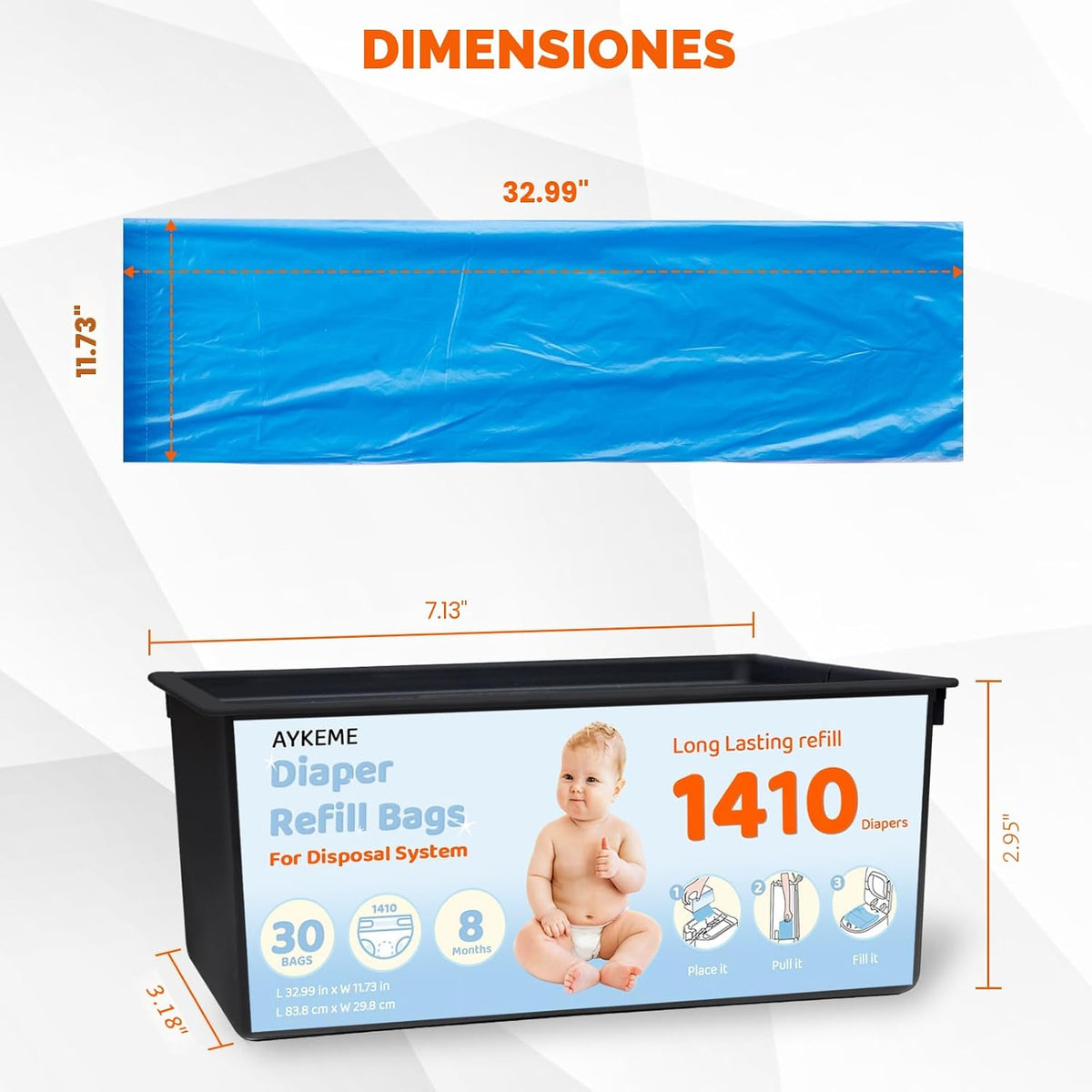 Bolsas de repuesto para cubos de pañales compatibles con los cubos...