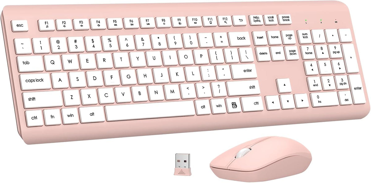 Combo de teclado y mouse inalámbricos, teclado ergonómico silencios...