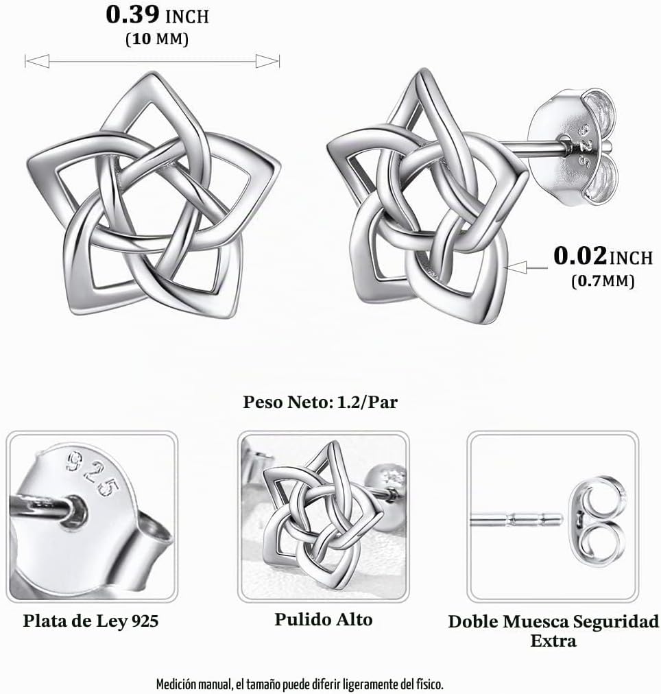 ChicSilver Pendientes celtas para mujer de plata de ley hipoalergén...