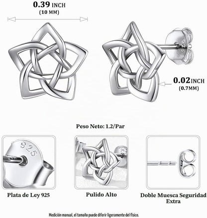 ChicSilver Pendientes celtas para mujer de plata de ley hipoalergén...