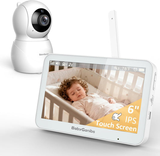 Baby Ganibs Monitor de bebé con cámara y audio sin WiF 6" IPS p...