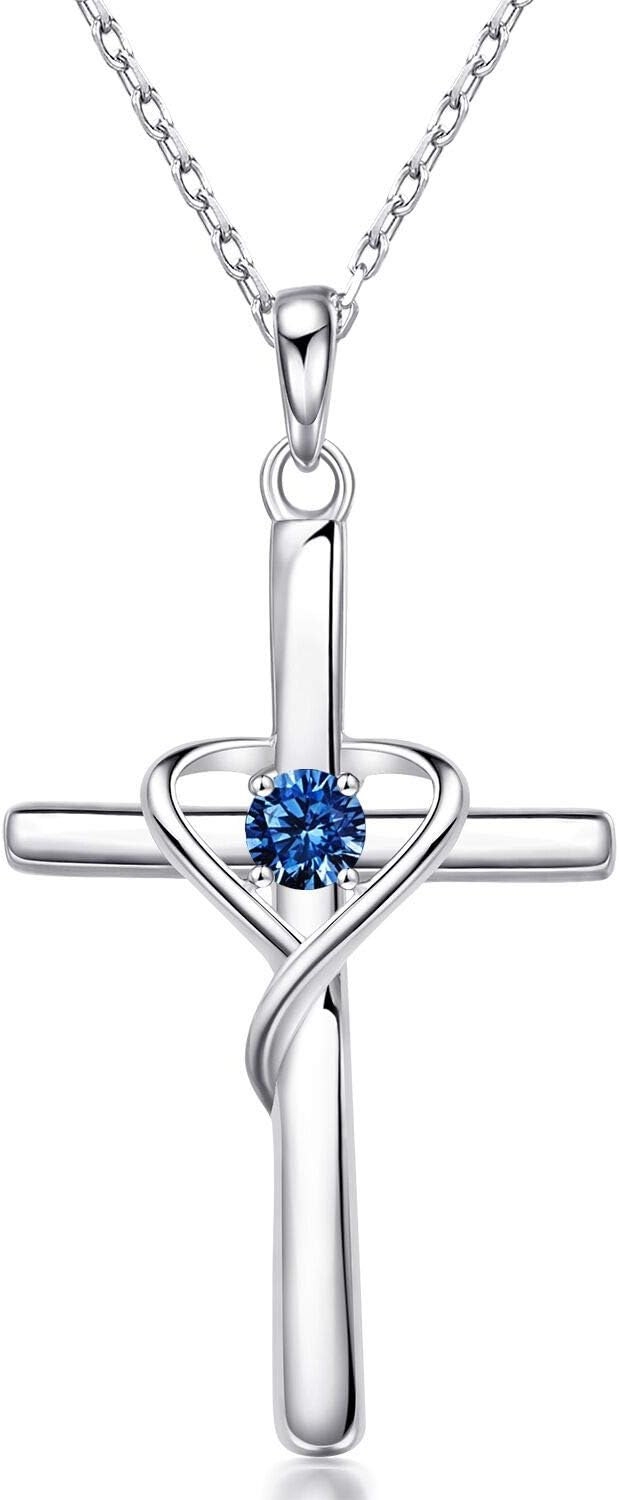 AmorAime Collar con cruz de plata de ley 925 para mujeres y hombres...