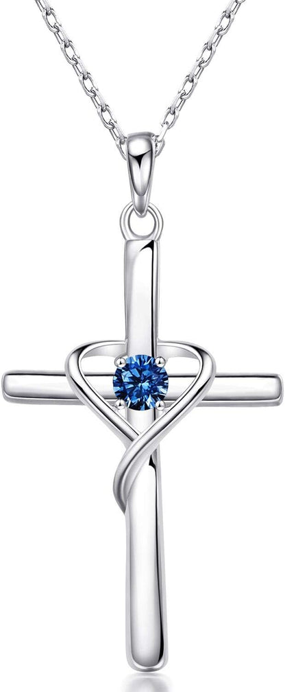 AmorAime Collar con cruz de plata de ley 925 para mujeres y hombres...