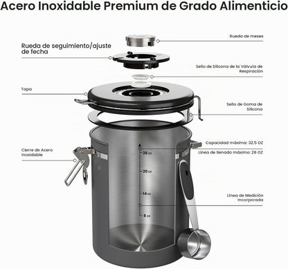 Veken Recipiente para café, 32.5 onzas, 2 libras, grandes tarros he...