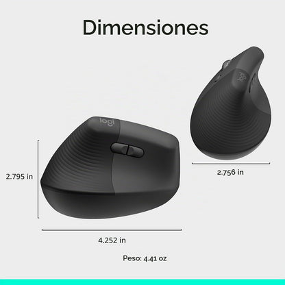 Ratón inalámbrico ergonómico vertical con elevación para zurdos Log...
