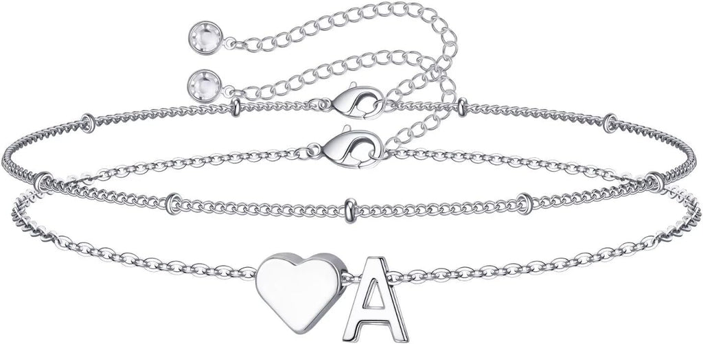M MOOHAM Pulseras de oro con inicial de corazón para mujer, pulsera...