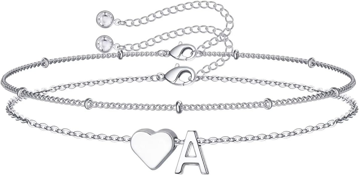 M MOOHAM Pulseras de oro con inicial de corazón para mujer, pulsera...